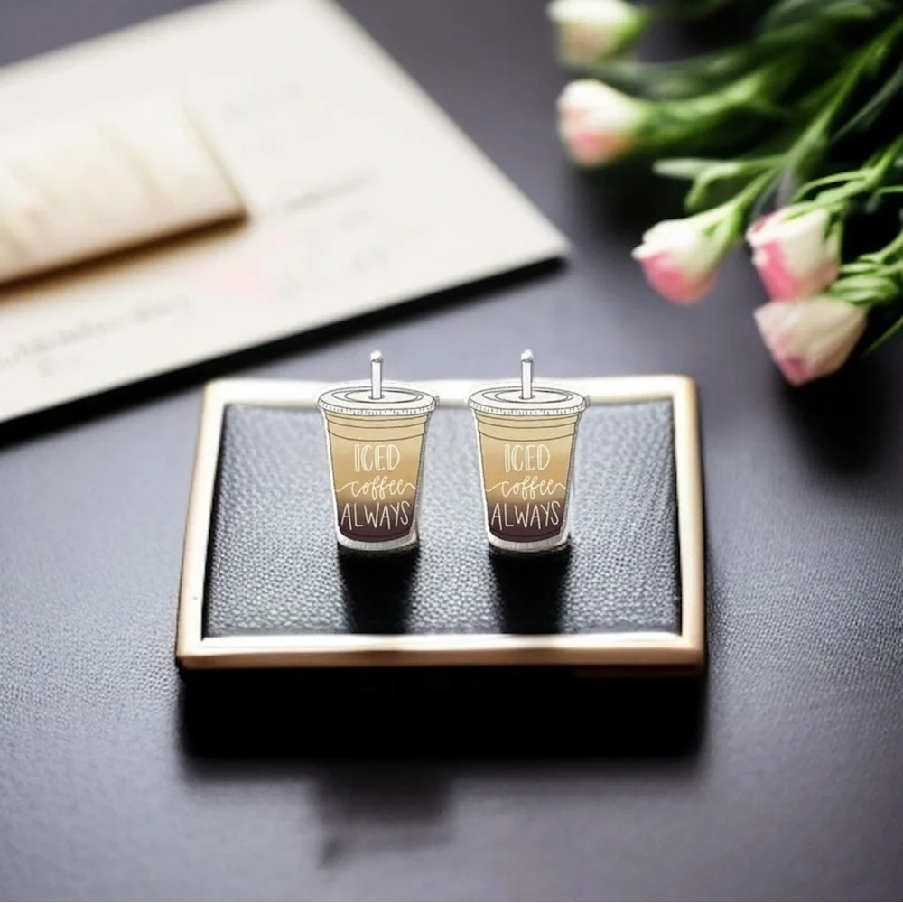 Iced Coffee Studs – Brew-tiful Style for You! ☕️ Stud Earrings for Coffee Lovers